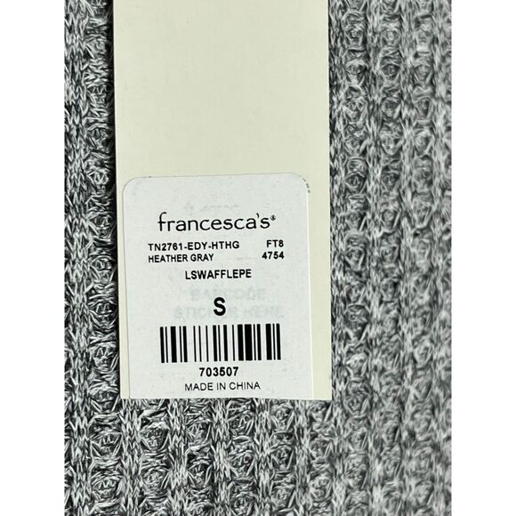 NWT Alya Heather Gray Knit Top Ruffled Small Soft Oversized - Picture 9 of 10